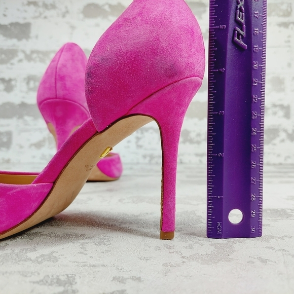 Veronica Beard Gadot Pink Suede Peep Toe Stiletto Heel Pumps D661 - Picture 9 of 14